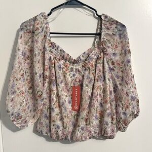 NWT Lush Floral Blouse Size M